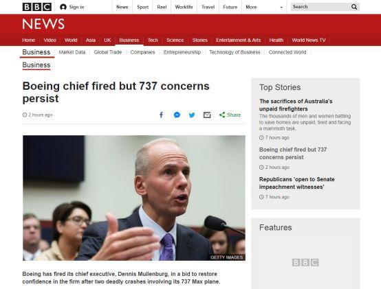 波音CEO辭職 據稱是被波音炒魷魚